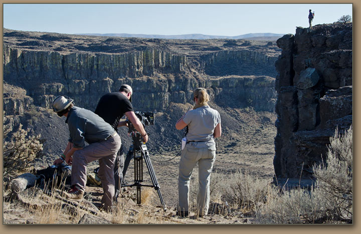 BBC film crew and Nick Zentner at Frenchman Coulee - Echo Basin.