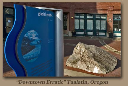 Ice-Rafted erratic in downtown Tualatin, Oregon.