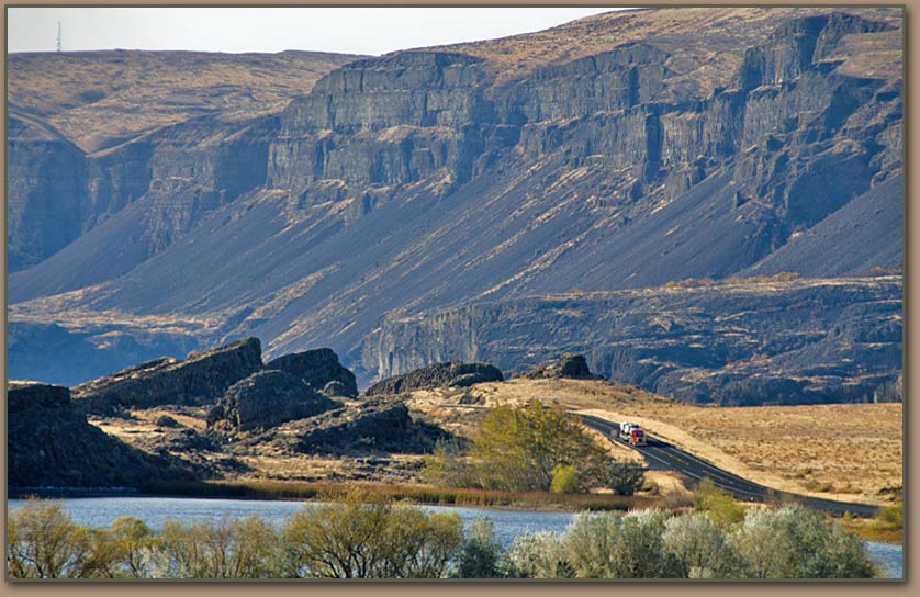 Coulee Corridor - Truck on floor of the Lower Grand Coulee.