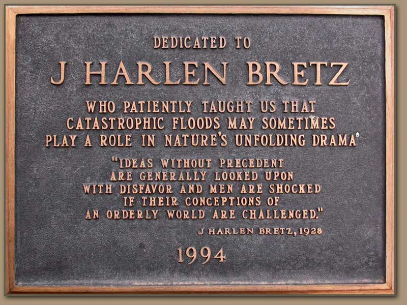 Marker dedicated to J Harlen Bretz - located next to the visitor center at Dry Falls State Park.