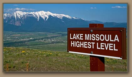 Sign marks higest level of Glacial Lake Missoula (National Bison Range).